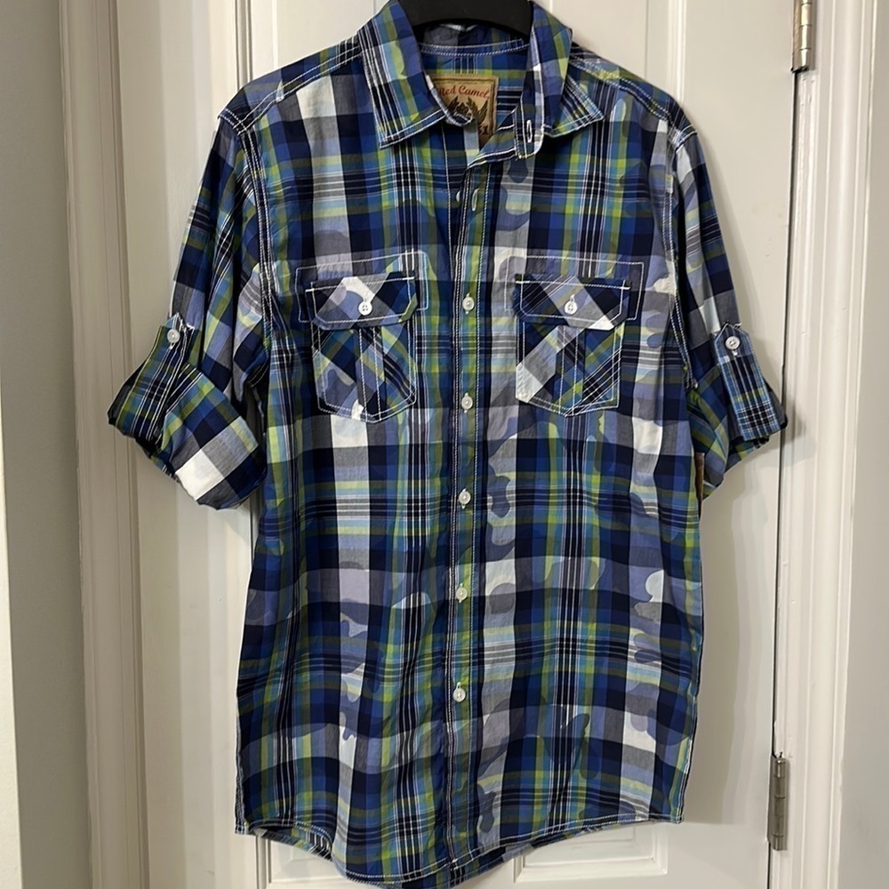 Red Camel mens medium button up long sleeves tab sleeves NWT